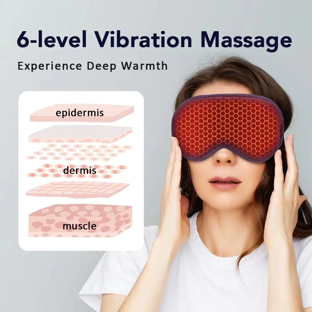 

3-Level Hot Compress Hot Compress Eye Mask Constant Temperature 6-Mode Massage 3D Massage Eye Mask 3D Vibration Smart Timing