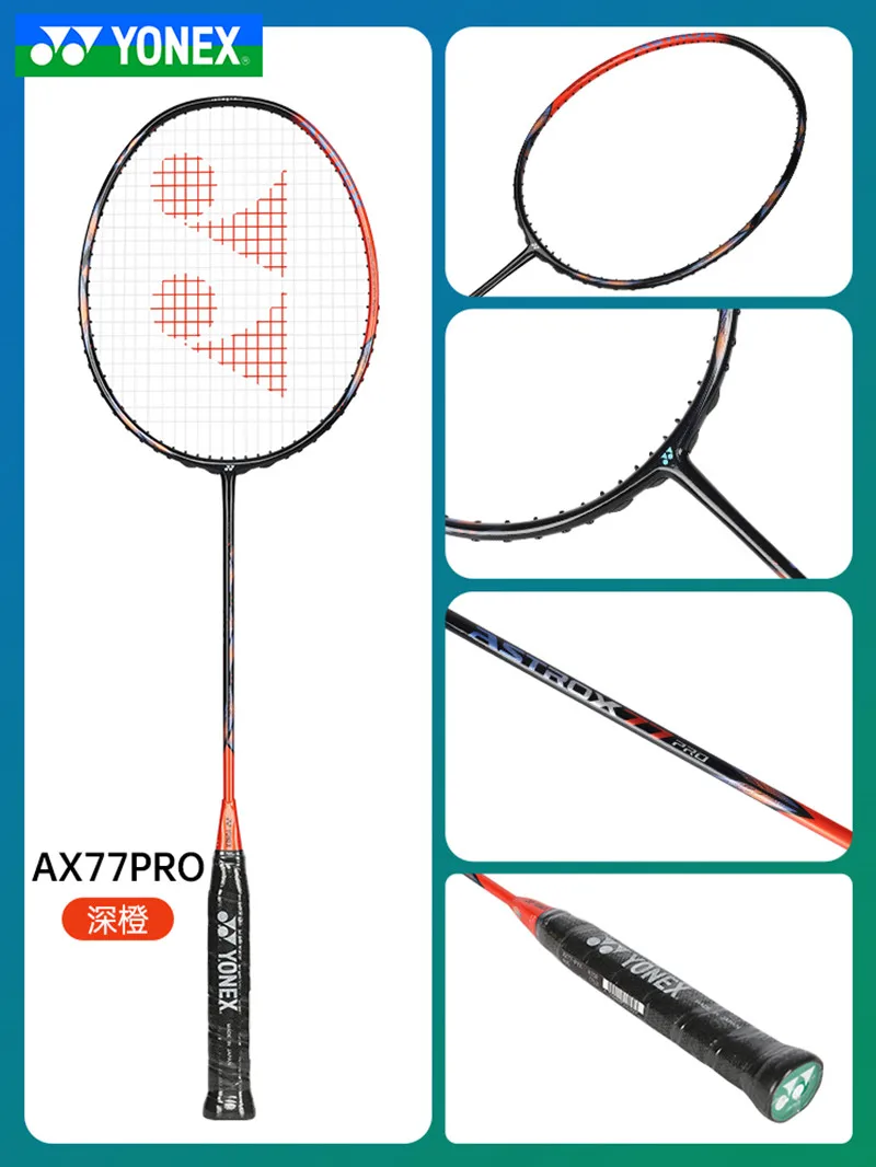 YONEX Customizable Pounds with String Genuine Badminton Racket AX77PRO Deeporange ASTROXSeries Professional Racket Badminton Set