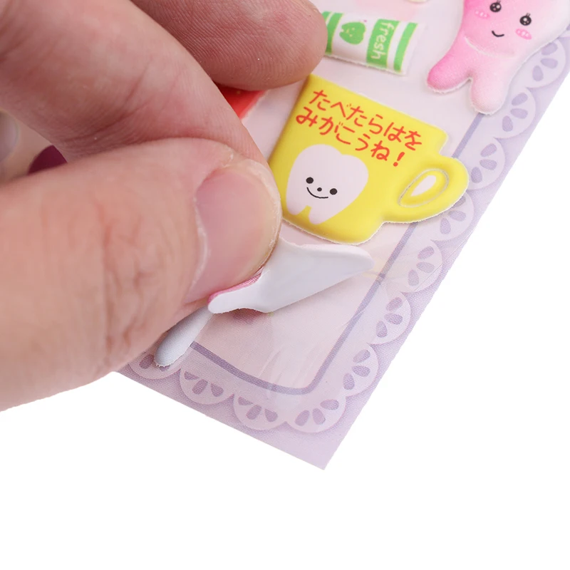 4/5 fogli adesivi a forma di dente dentale del fumetto spazzolino denti adesivi ricompensa per bambini decorazione adesiva a forma di dente del fumetto 3D