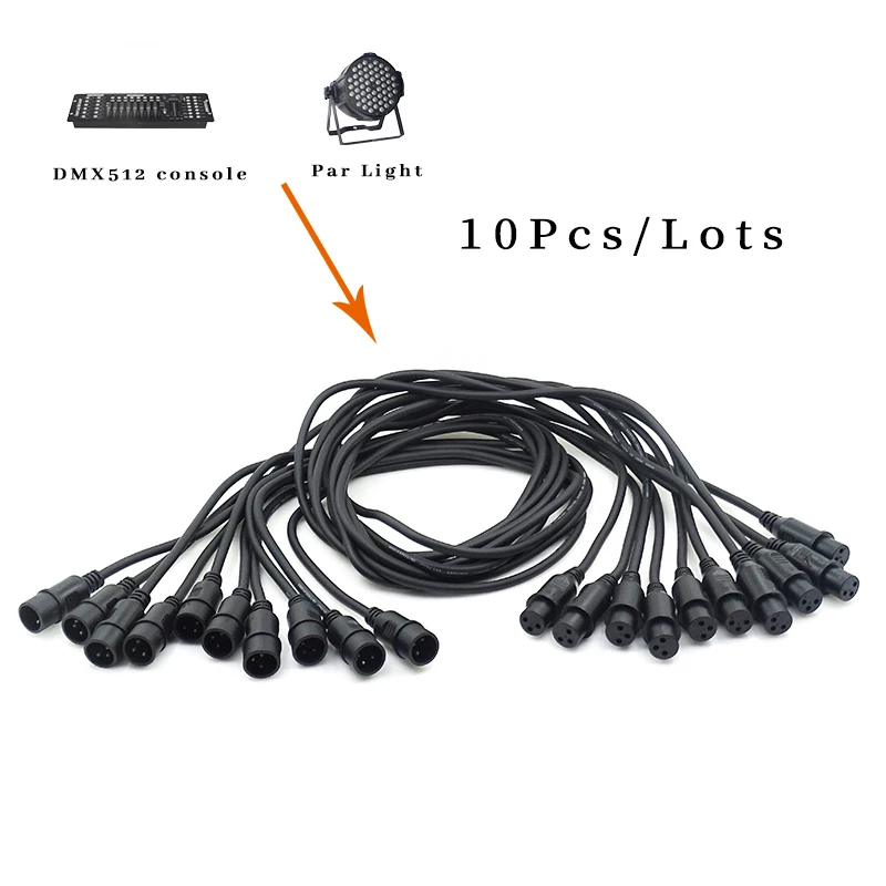 10 stks/partij 1-10Meter Lengte 3 Pin DMX Signaallijn Verbinding 1M 10m Metalen DMX Kabel 3.5ft XLR Voor Podium Licht Audio Moving Head