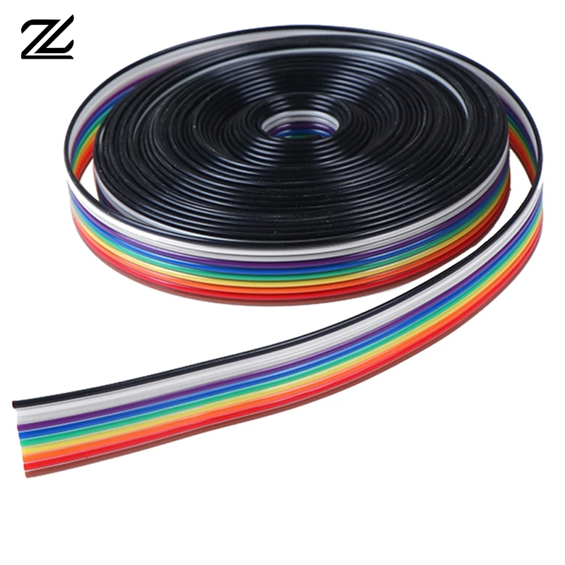 5 Meter Spacing Pitch10 WAY 10P Flat Color Rainbow Ribbon Cable Wiring 1.27mm PITCH For PCB DIY 2.54mm IDC Connector