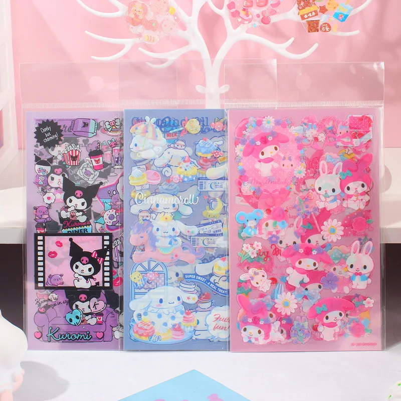 12 Styles Sticker Kuromi Hellokitty Diy Diary Stationery Sticker Album Stick Label  Waterproof Lovable Decorative Stickers