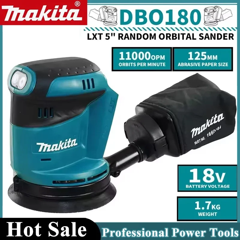 Makita DBO180Z 18V Brushless Cordless Rechargeable Disc Random Orbital Sander Woodworking Sanding Putty Polishing Bare Tool