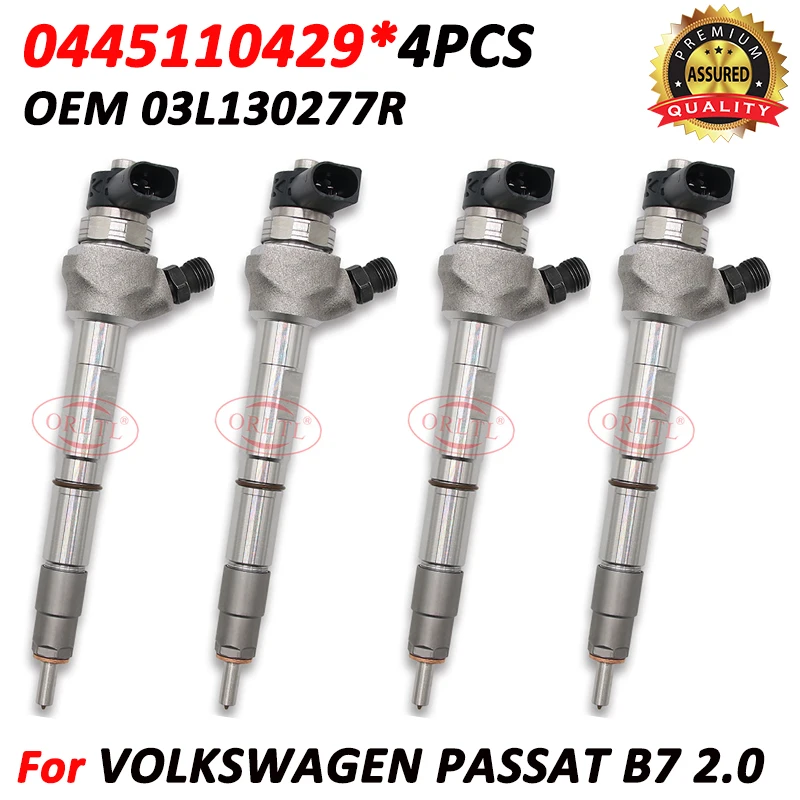 

4PCS New 0445110429 Diesel Injector Nozzle 03L130277R Fuel Sprayer 0 445 110 429 For VOLKSWAGEN PASSAT B7 2.0TDI 03L130277N