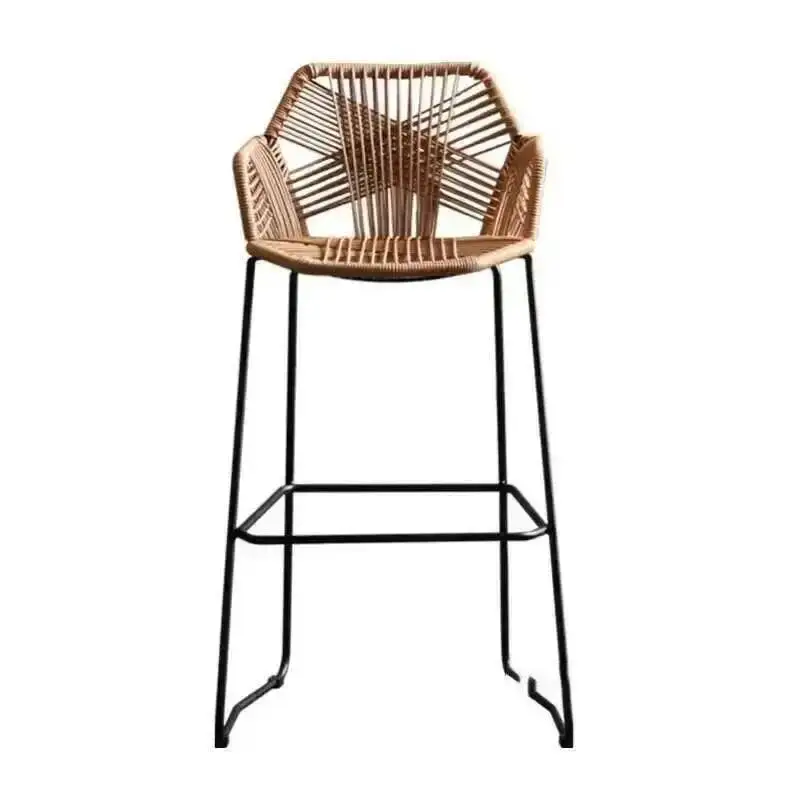 

Bar Furniture Restaurant Cafe Leisure Bar Stool Nordic PP Rattan Bar Chair Household Outdoor Courtyard Back High Chairs