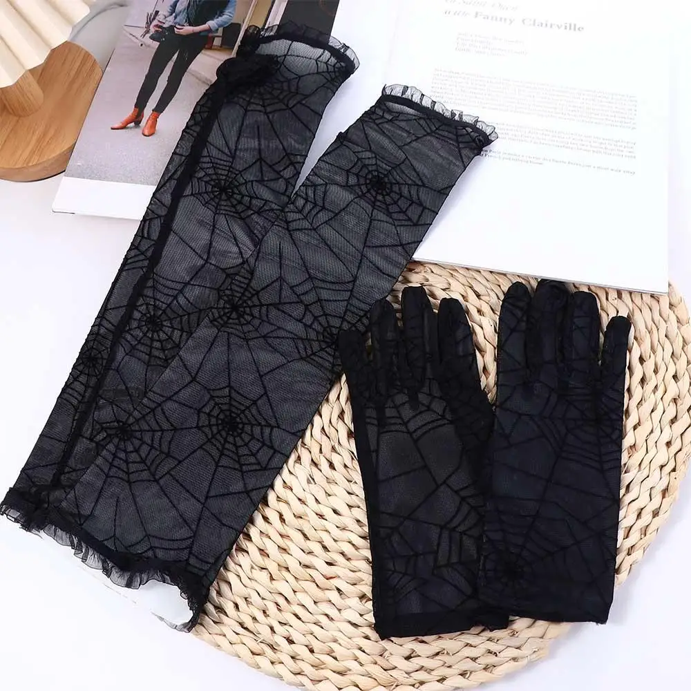 

Dancing Driving Party Spider Web Lace Women Thin Gloves Women Gloves Lace Mitten Five Fingers Mitts