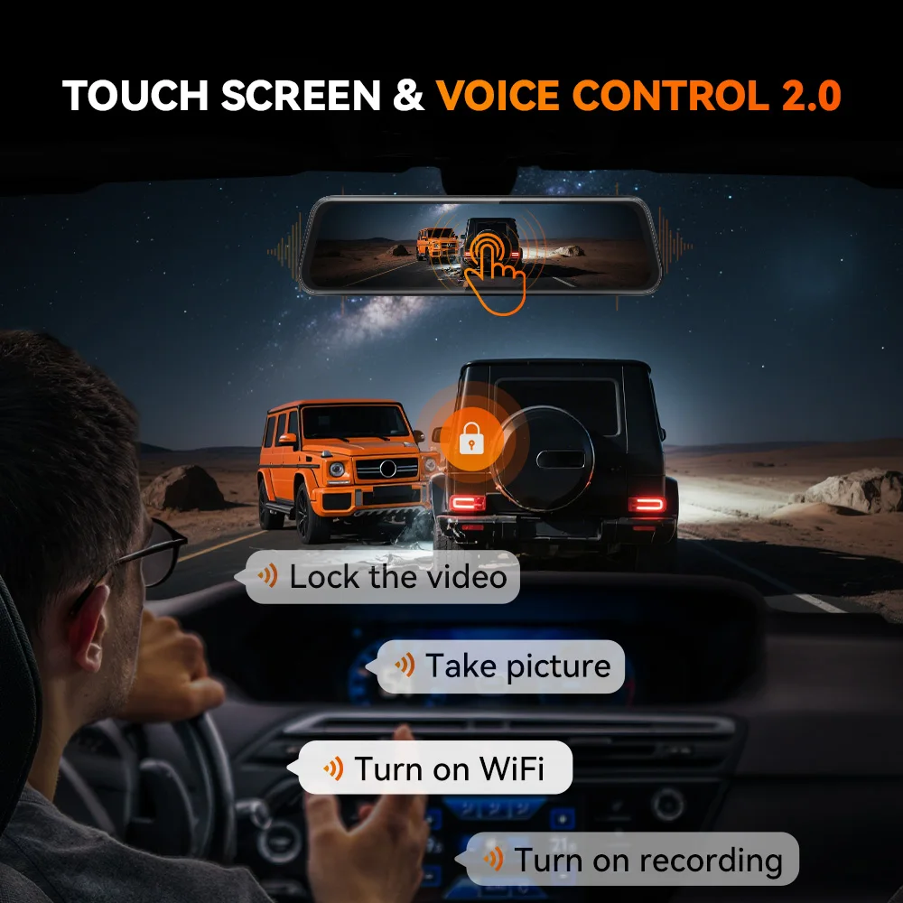 WOLFBOX M40 Dash Cam 4K+1080P With Voice Control ADAS Built in 5GHZ WI-FI and GPS Video Recorder Front and Rear Dash Camera - Image 5
