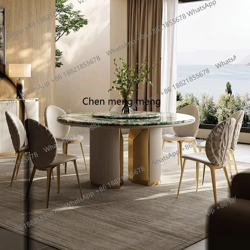 E182 Dining table and chairs negotiation table Italian marble luxury stone square round dining table