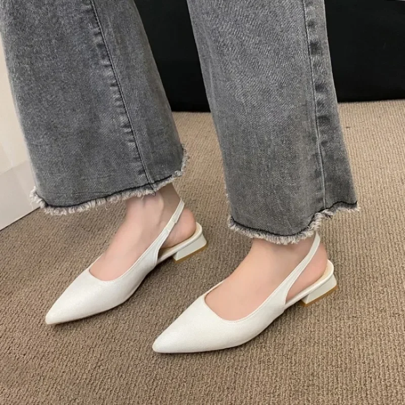 2024 Summer Women New Sexy Retro Solid Color Heels PU Leather Outdoor Banquet Party Fashion Women Sandals Plus Size