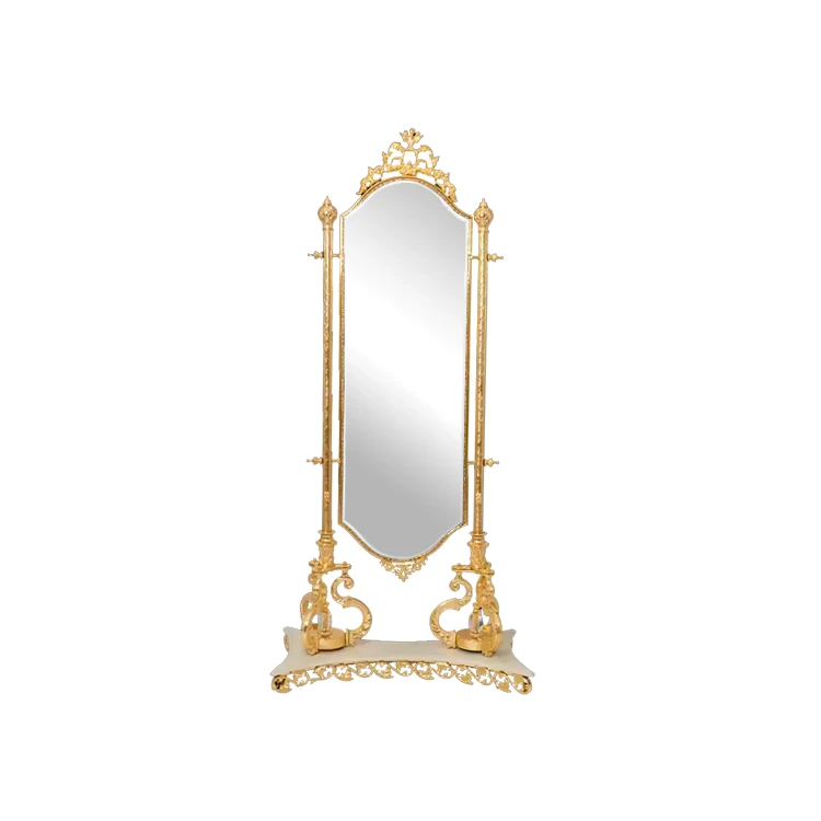 Hot-selling Full-length Vanity Vanity Mirror With Luxury Gold Antique Frame Bracket Traditional Design Floor-to-ceiling