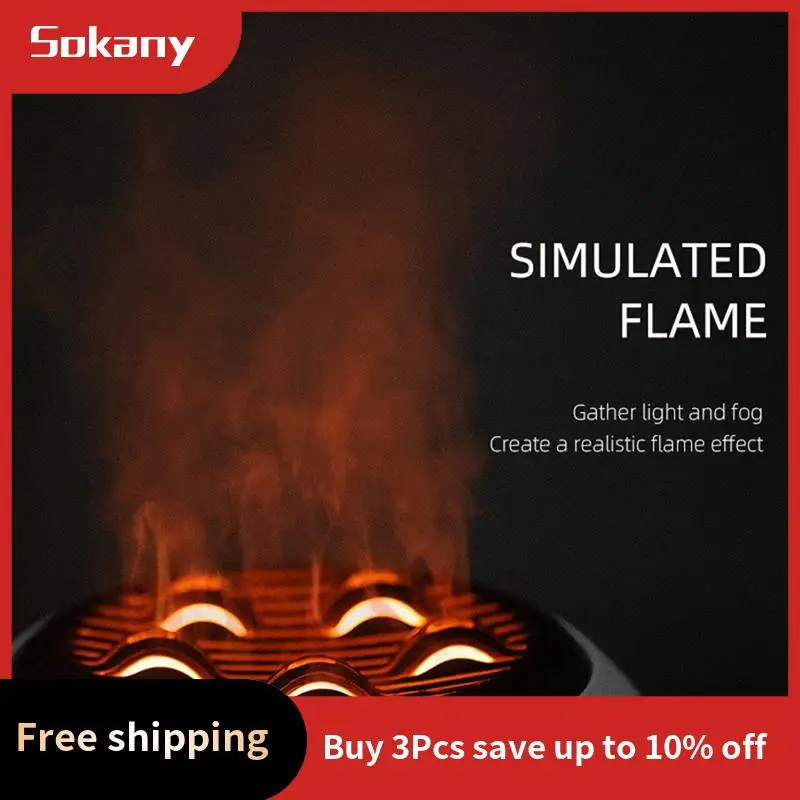 A59E-Essential Oil Diffuser 350Ml Cool Mist Diffuser HumidifierเปลวไฟและVolcano Waterless Auto-OffสําหรับHome