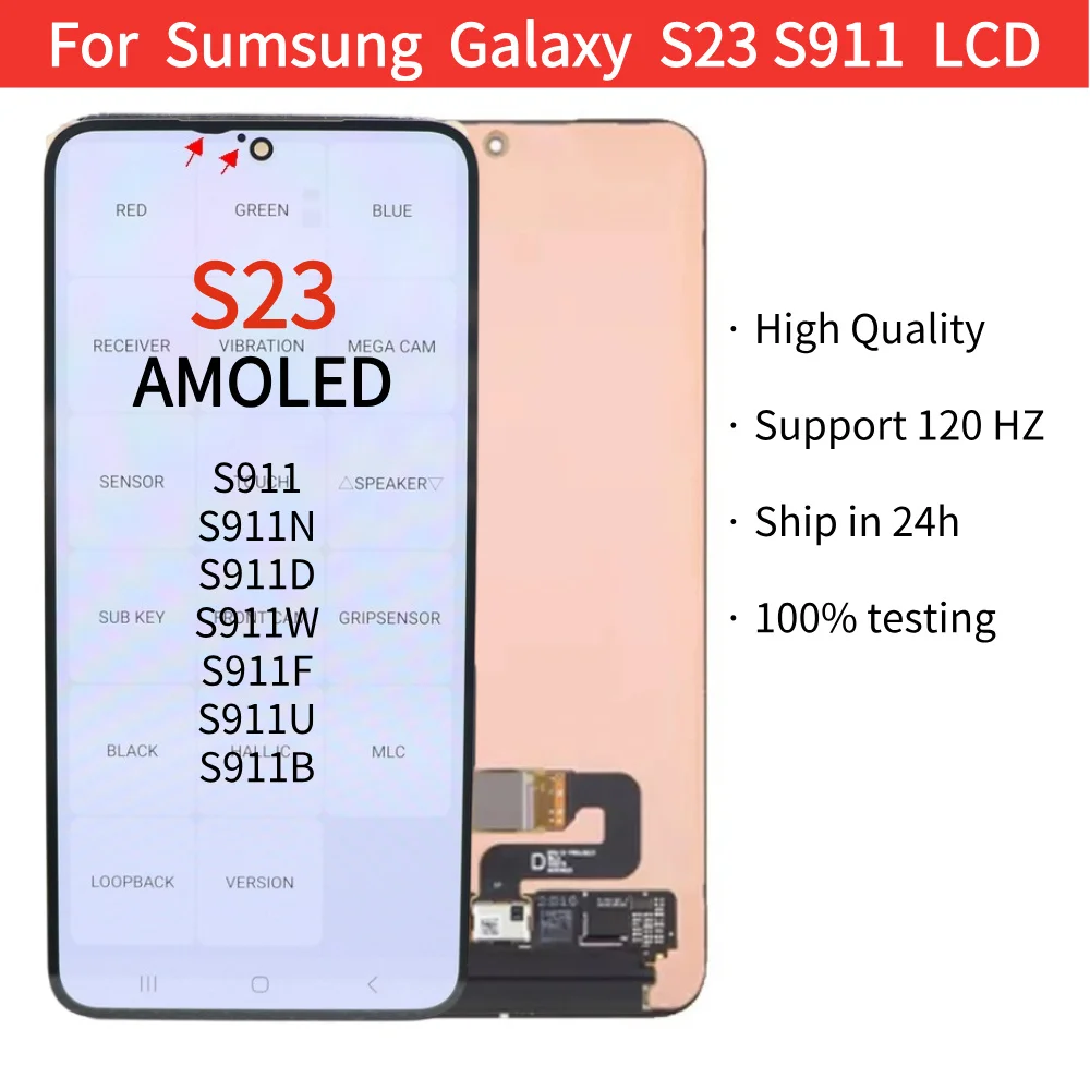삼성 갤럭시 S23 S911 S911D S911B/DS Lcd 디스플레이 디지털 터치 스크린 교체용 ORI 120Hz AMOLED S23 스크린 어셈블리