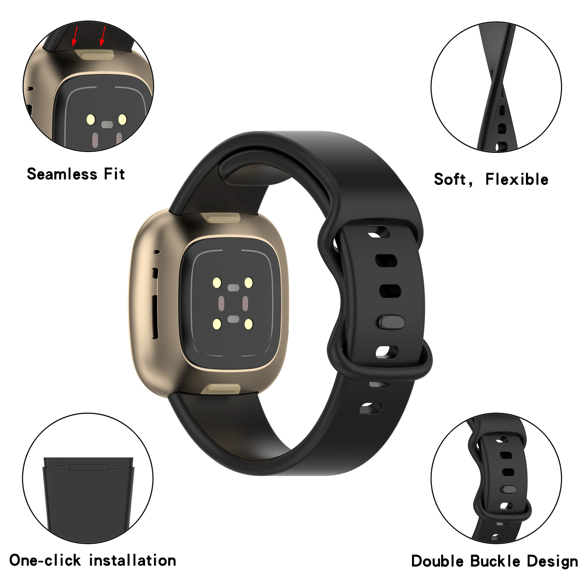 Braccialetto in Silicone Compatibile con Fitbit Versa 3/Fitbit Senso Cinturino di Ricambio per Versa3 Astuto Della Vigilanza