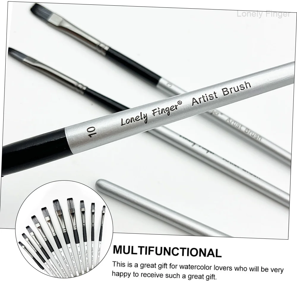 10pcs Flat Paint Brushe with Nylon Bristles for Acrylics ,Perfect for Canvas，Wood, Face and Models