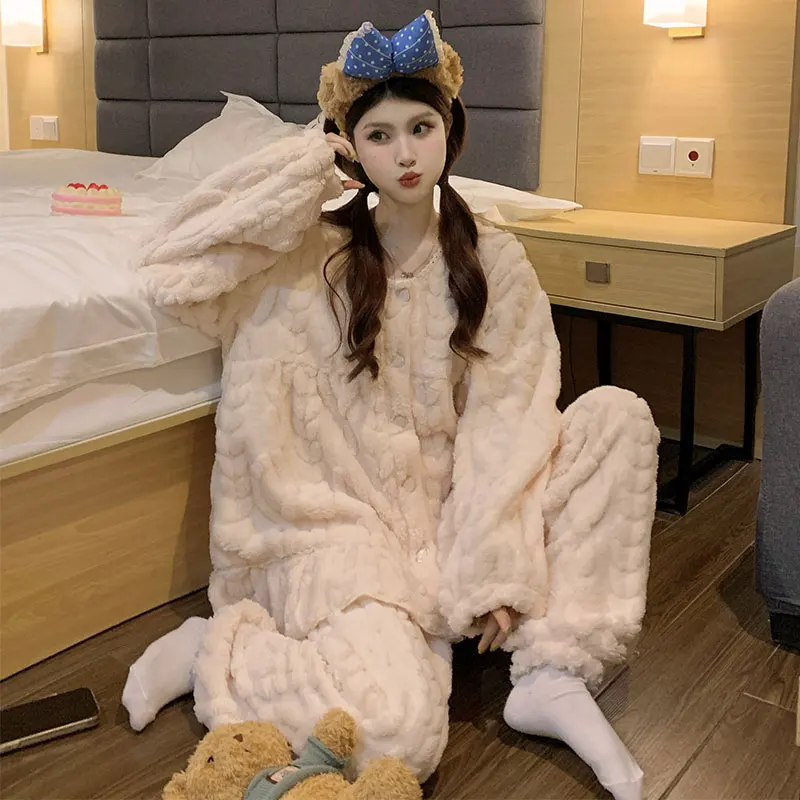 

Комплекты пижам: Эстетичные женские льняные пижамы с абстрактным дизайном, натуральная домашняя одежда, круглый вырез, длинный рукав, брюки в полный рост, 2026