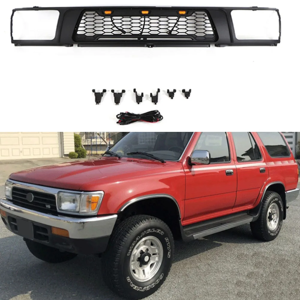 Car Grill For Toyota 4RUNNER1992-1995 modified with light Grille Grill Mask Front bumper net Car Accessories