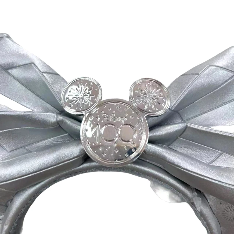 2024 Disney Mickey Mouse Ear Headband Silver 100th Anniversary Minnie Hair Hoop Birthday Gift Adult/Child Cosplay Accessories