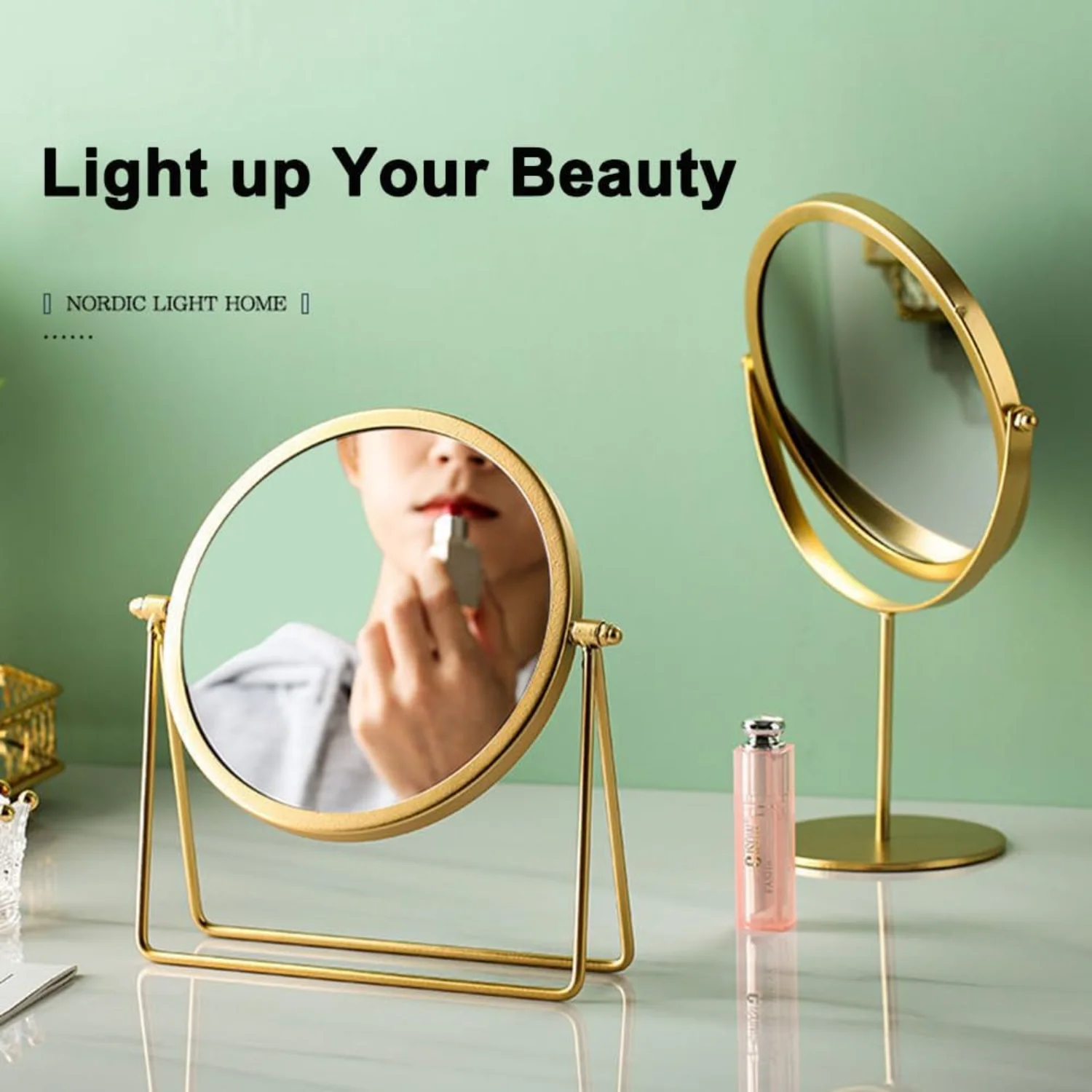 Iron Tabletop Makeup , Round Swivel Desktop Stand , ° One-Sided Dressing Table , Medium