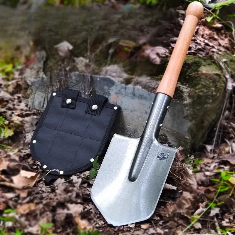 NF Manganese Steel Outdoor Shovel Thickened Multifunction Camping Portable Solid Wood Handle Shovel Camping Survive Outdoor Tool