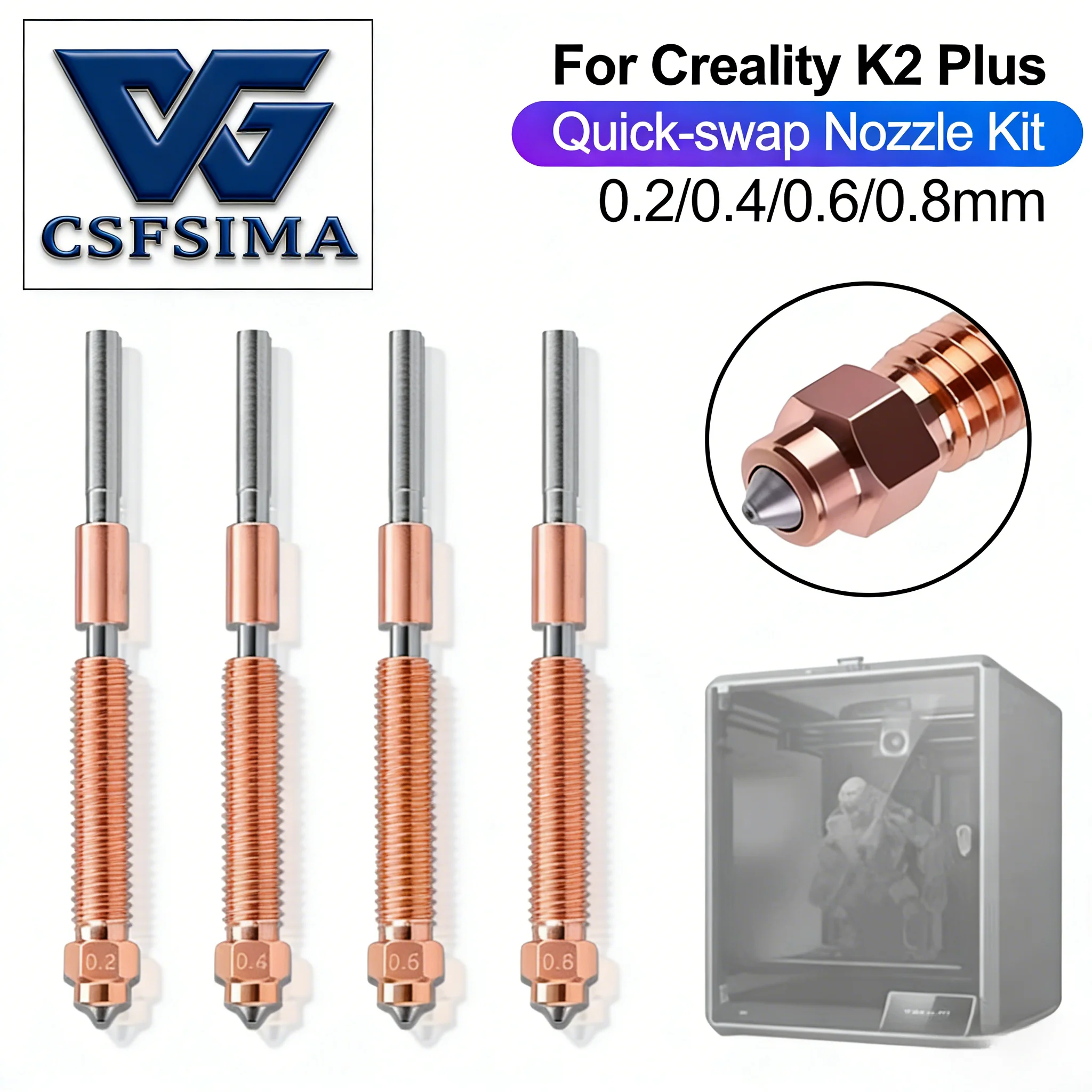 

Quick Release Bimetallic High Flow 0.4mm Nozzle for Creality K2 Plus 3D Printer Third-Party Upgrade Accessory