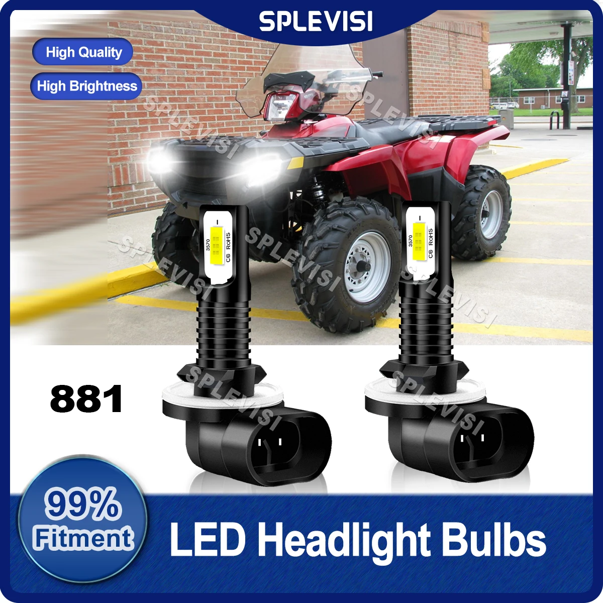 หลอดไฟหน้า881 LED สำหรับ2007 Polaris Sportsman 500 6x6สำหรับ2008 Polaris Sportsman 500 HO ชิป CSP สีขาวบริสุทธิ์