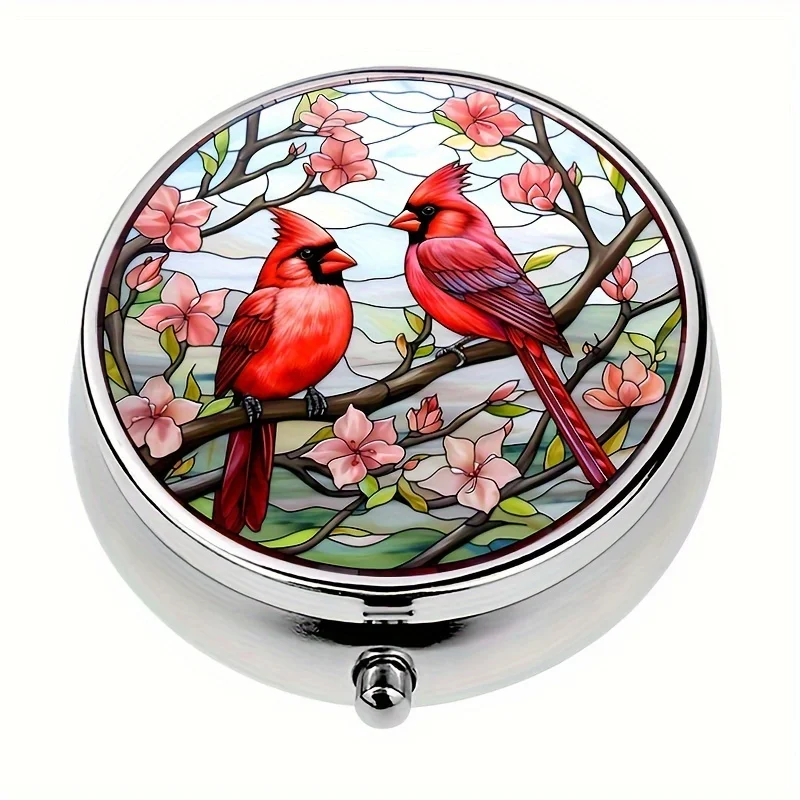 Portable Three-Compartment Pill Box - Decorative and Stylish Bird-Themed Pill and Vitamin Organizer, Suitable for Handbags or Travel
