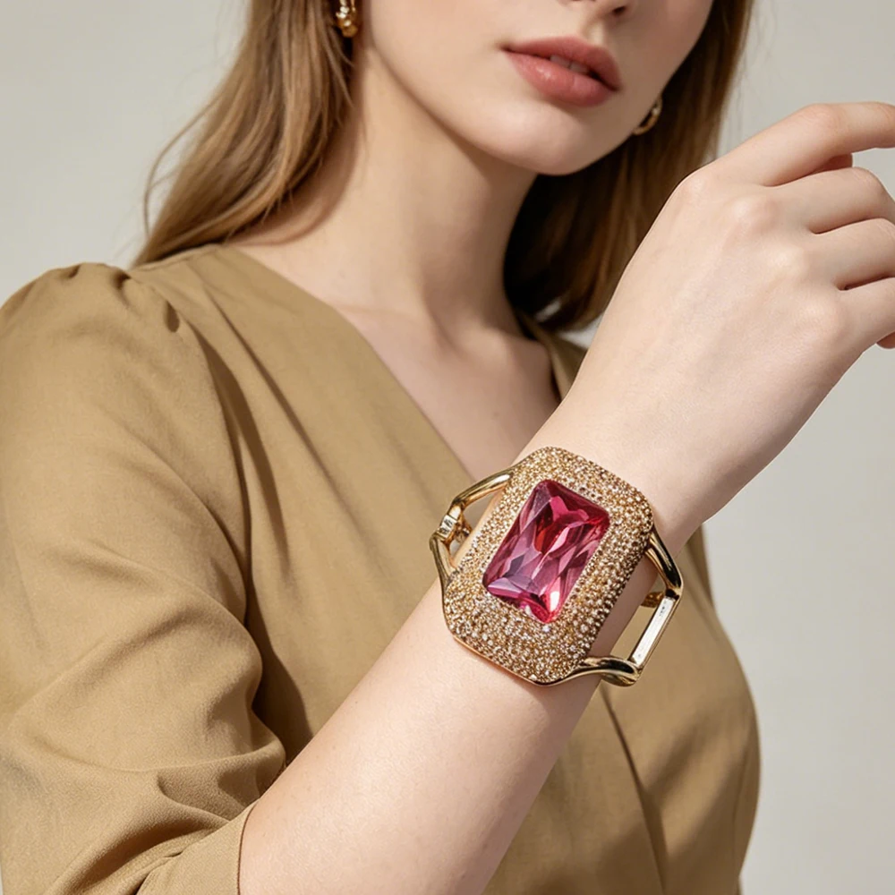 Türkischer Farbstein Sultanit Schmuck, Quadratisches Manschettenarmband für Frauen, Farbwechsel bei unterschiedlichem Licht, Elegante Mode – Detail 10
