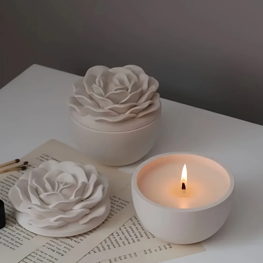 Silikonformen für florale Harzdekorationen, Silikonformen für Kerzengläser mit Deckeln, Gießformen für Gips, Harz, Silikonformen für Kerzenhalter. – Detail 1