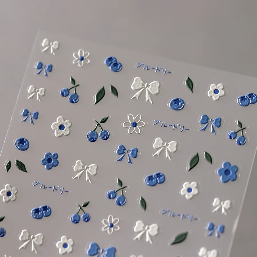 1pc 3d arte do prego adesivos pequena flor de mirtilo adesivos de unhas de alta qualidade para casos de telefone, portátil decoração diy
