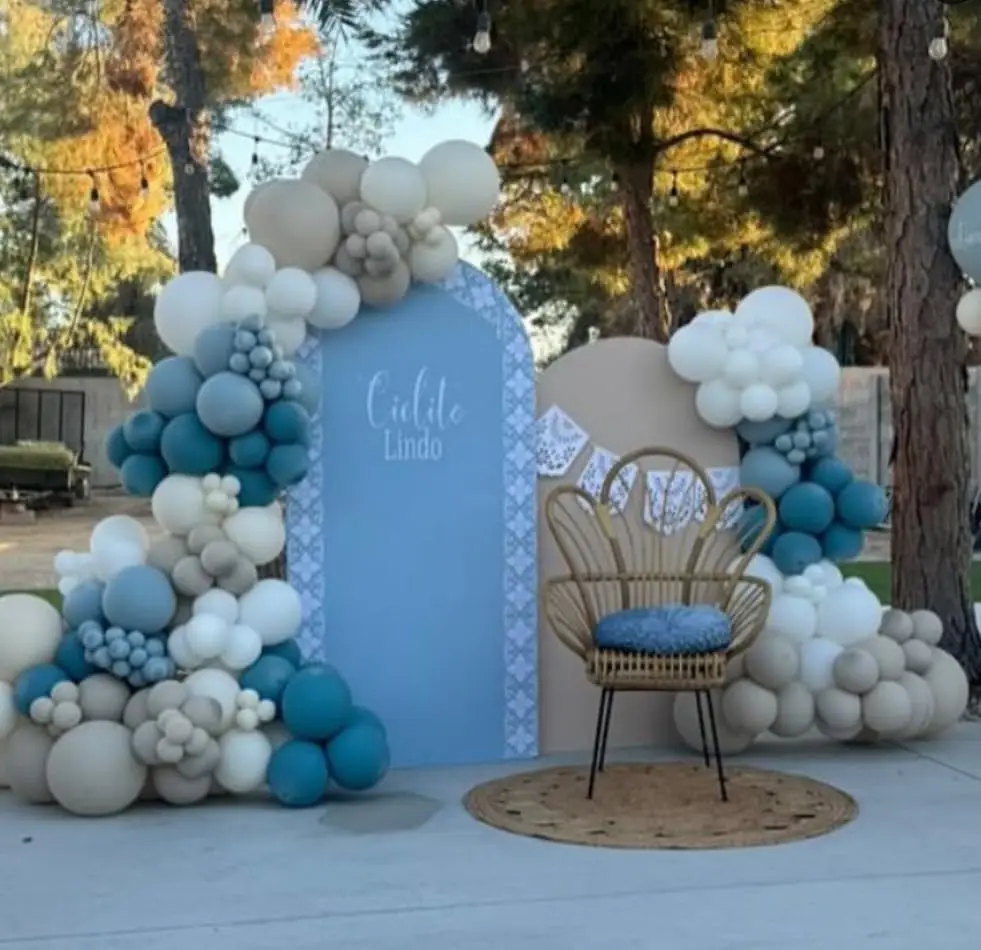 غطاء خلفية على شكل قوس أزرق مغبر لتزيين حفلات أعياد الميلاد وحفلات أعياد الميلاد وحفلات الزفاف وخلفية دش الزفاف