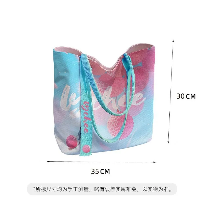 Lixiang Ice Summer Sweet Tote Bag High Value Fashion Cartoon Bag Women' Versatile Canvas Bag Open Shoulder Commuter Practicality