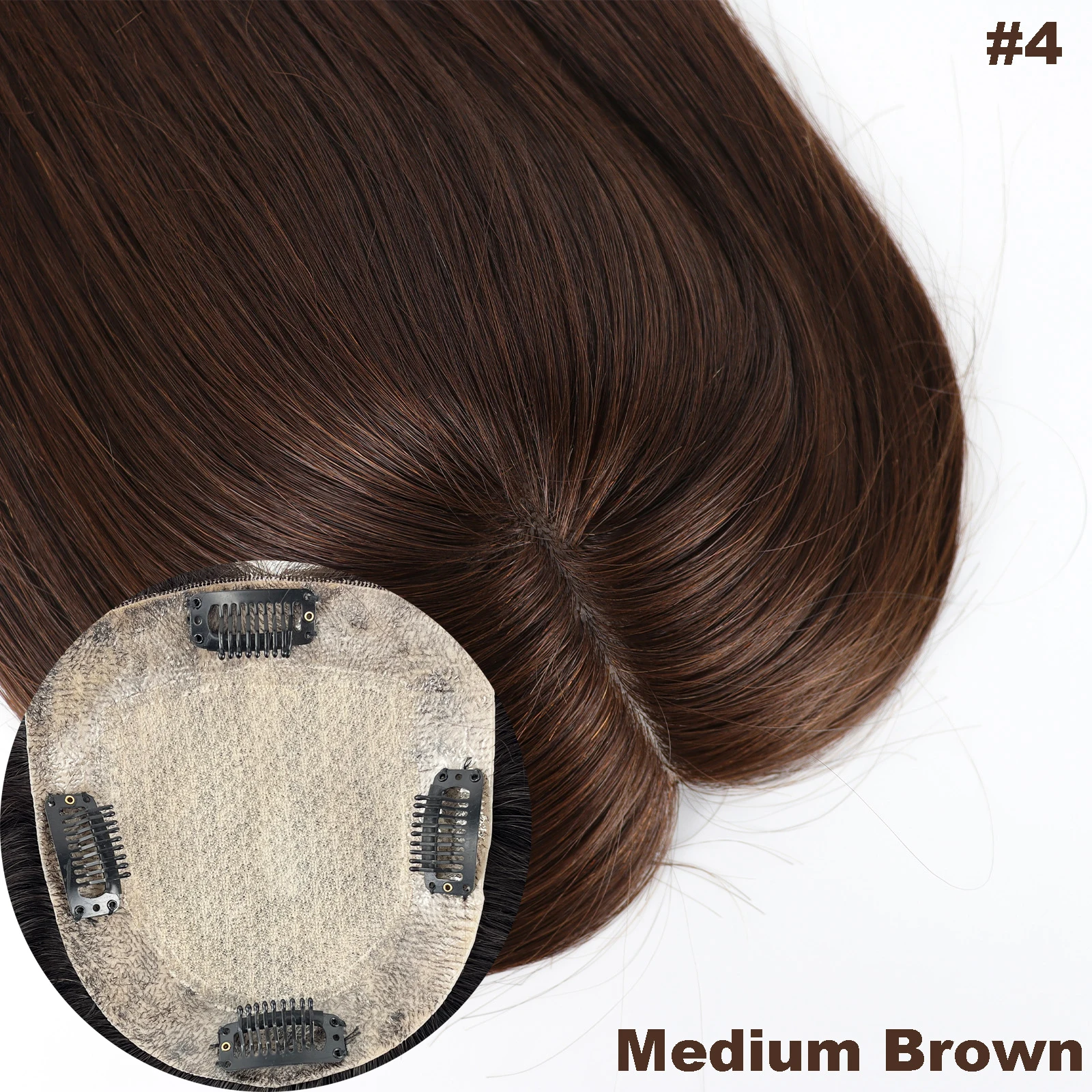 12x13cm Zijden Huidbasis Topper met 2cm PU Rond Dubbelgetrokken 24” Echt Remy Menselijk Haar Toupetje voor Vrouwen 150% Dichtheid Zijden Top