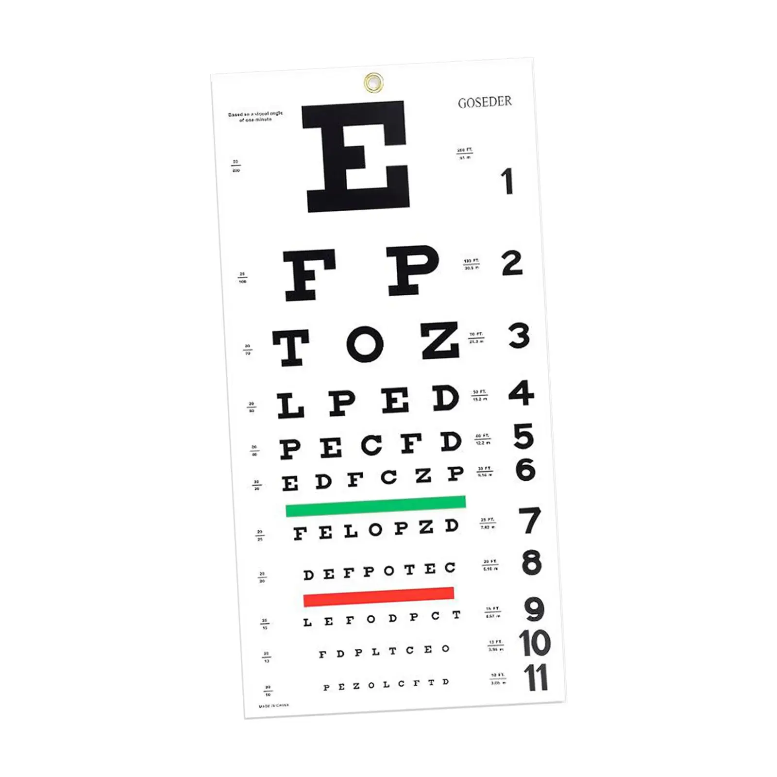 Eye Chart Visual Acuity Test Educational Wall Chart for Kids Room Decoration PVC Low Vision Testing Tool for Home Office