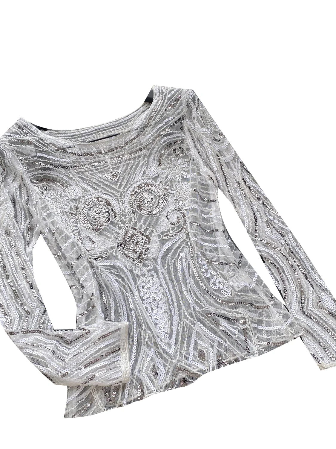 iny Sequin Thin Me T-irt femme Svel rond Ne Slim Fit vêtements d'extérieur Vintage Sle tricoté Long Sve haut