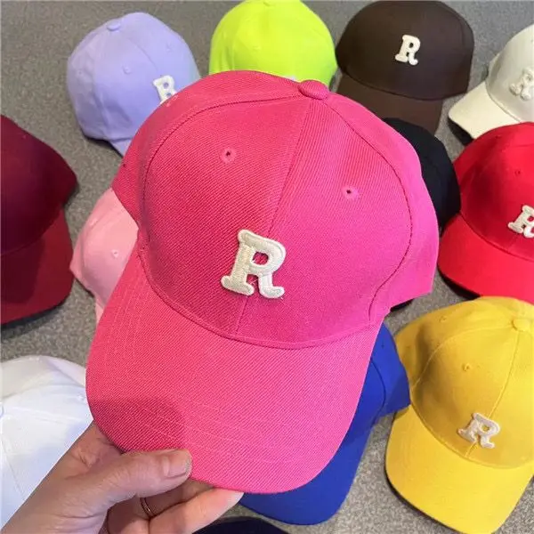 Children\'s R letters baseball cap spring and fall baby duck tongue cap tide boys and girls spring and summer leisure sunscreen