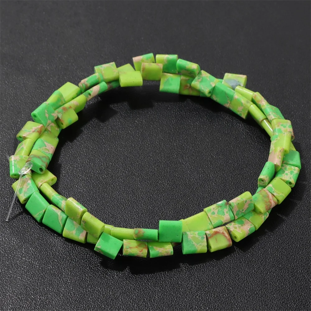 5MM Double Hole Square Bead Natural Tiger Eye Quartzs Imperial Jaspers DIY Beads For Jewelry Making Bracelet Necklace Handmade