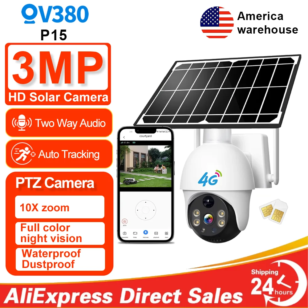 

4G Camera V380 Dual Lens Solar PIR Human Detection Night Vision Waterproof Security Video IP Camara 3MP Battery CCTV Monitor P15