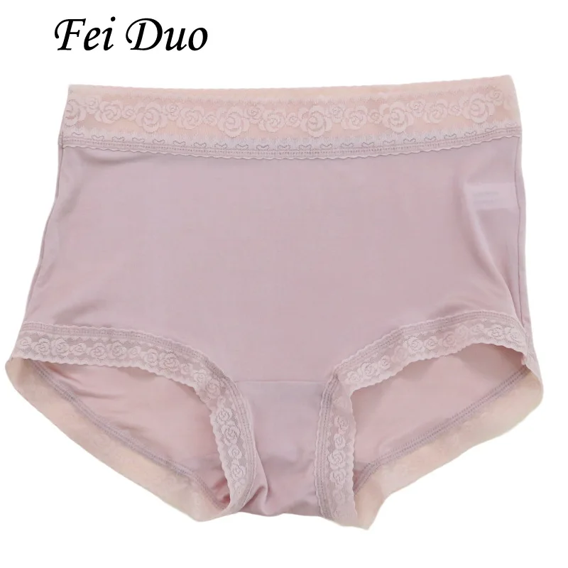 

Women's Mid Waist Natural Silk Underwear Thin Breathable and Sexy Lace Triangle Underwear Shorts with Hip Wrap