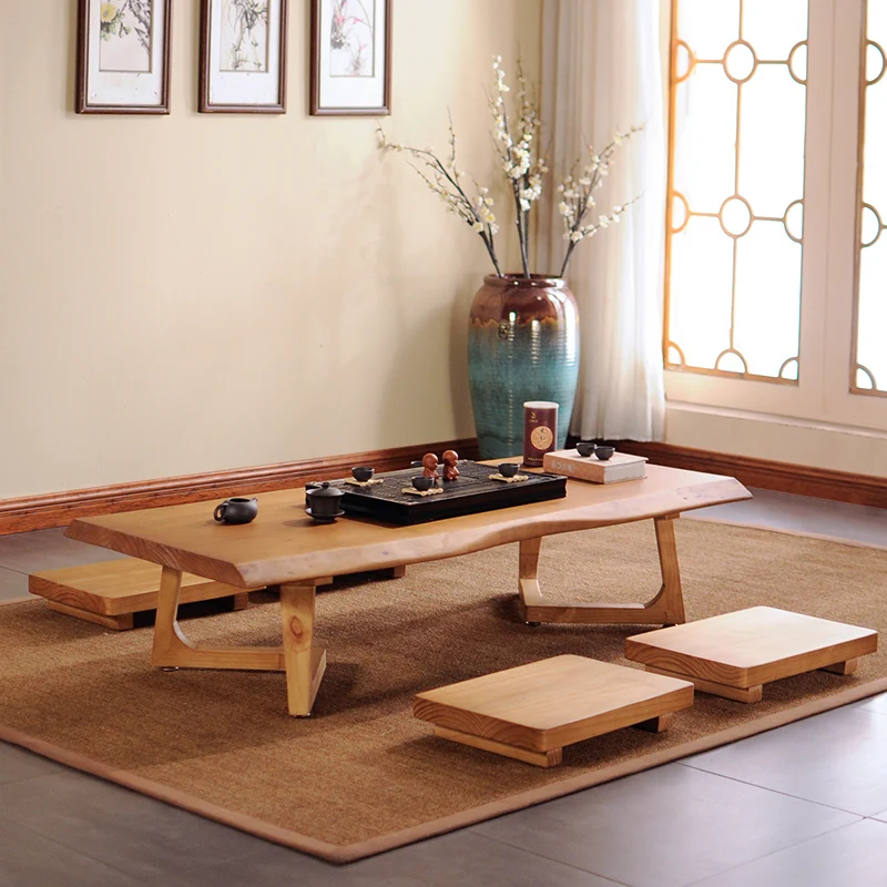 Japanese Tatami Tea Table And Chairs Zen Tea Room Sitting Tea Table All Solid Wood Logs