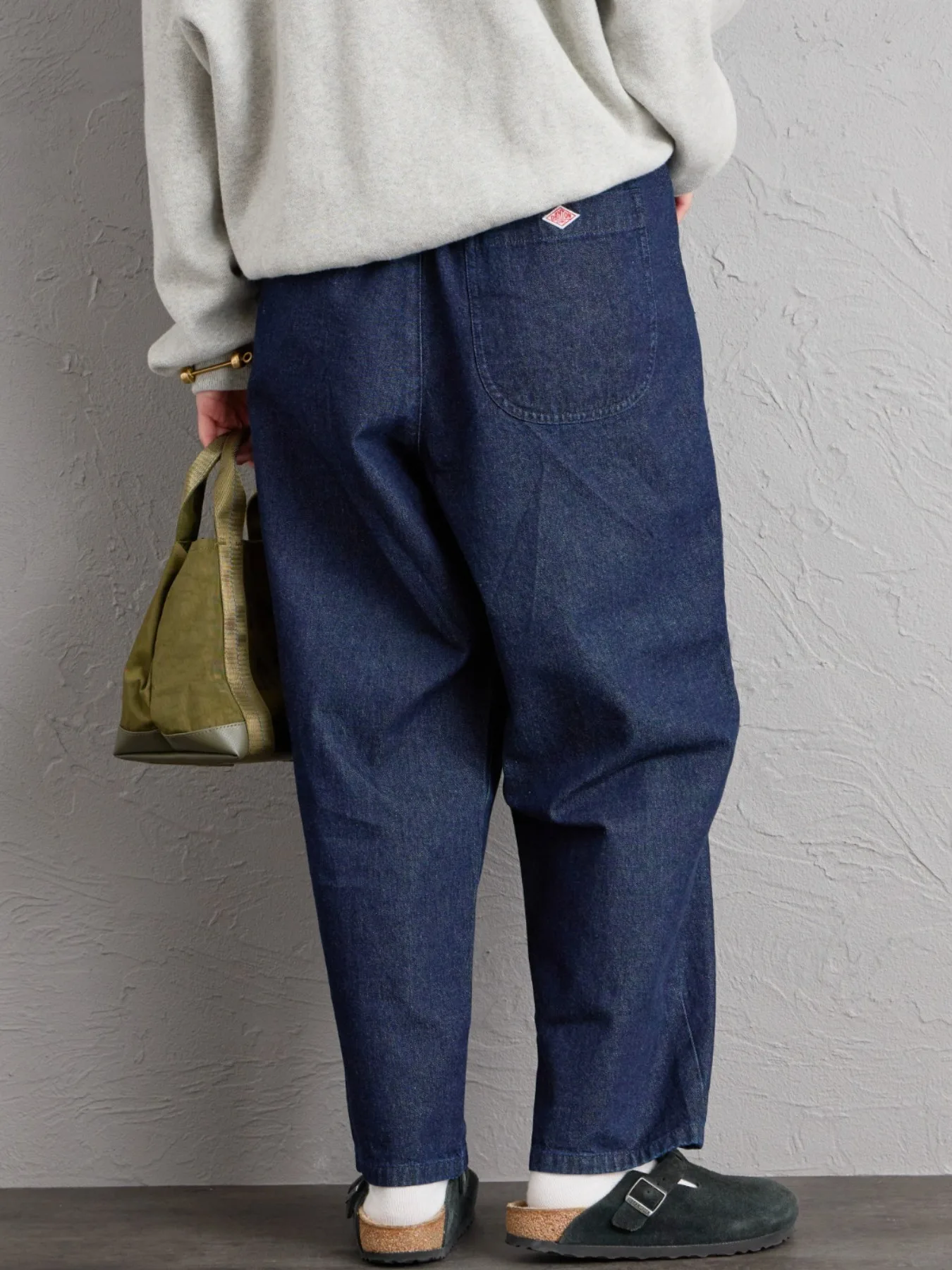 Retro Japanese Style Workwear Pants Casual Versatile Ruffle Pants Basic Classic Nine-Point Denim Women's Loose Elastic Waist