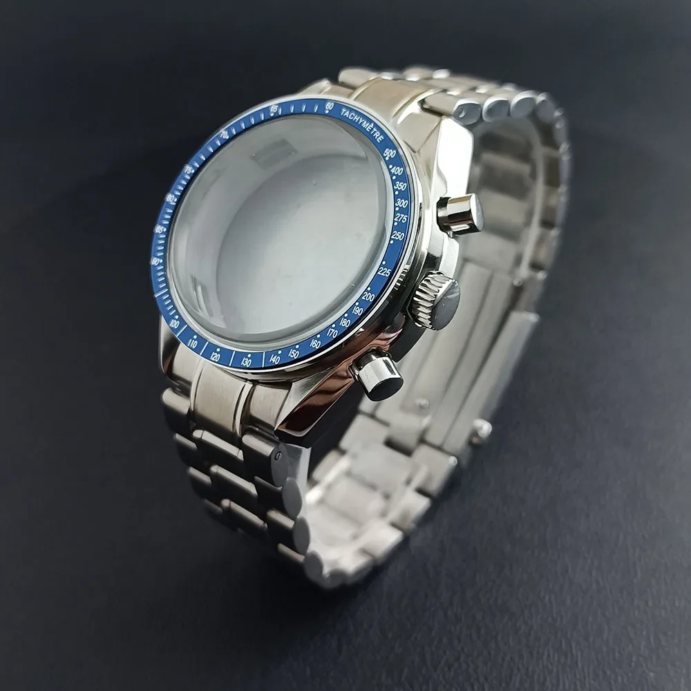 Cassa per orologio Speedmaster multifunzionale da 39,7 mm adatta per movimento al quarzo FIT VK63 con parti di orologi OMG adatta alla cassa con cinturino da 20 mm