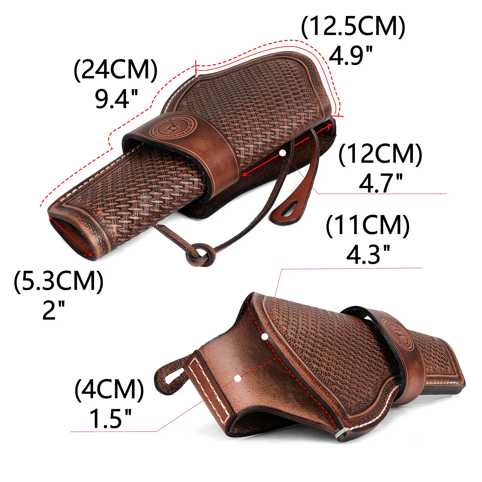 Tourbon Hunting Accessories Leather Handgun Holster Waist Pouch Single Action Ruger Pistol Revolver Carry Case for Belt Brown