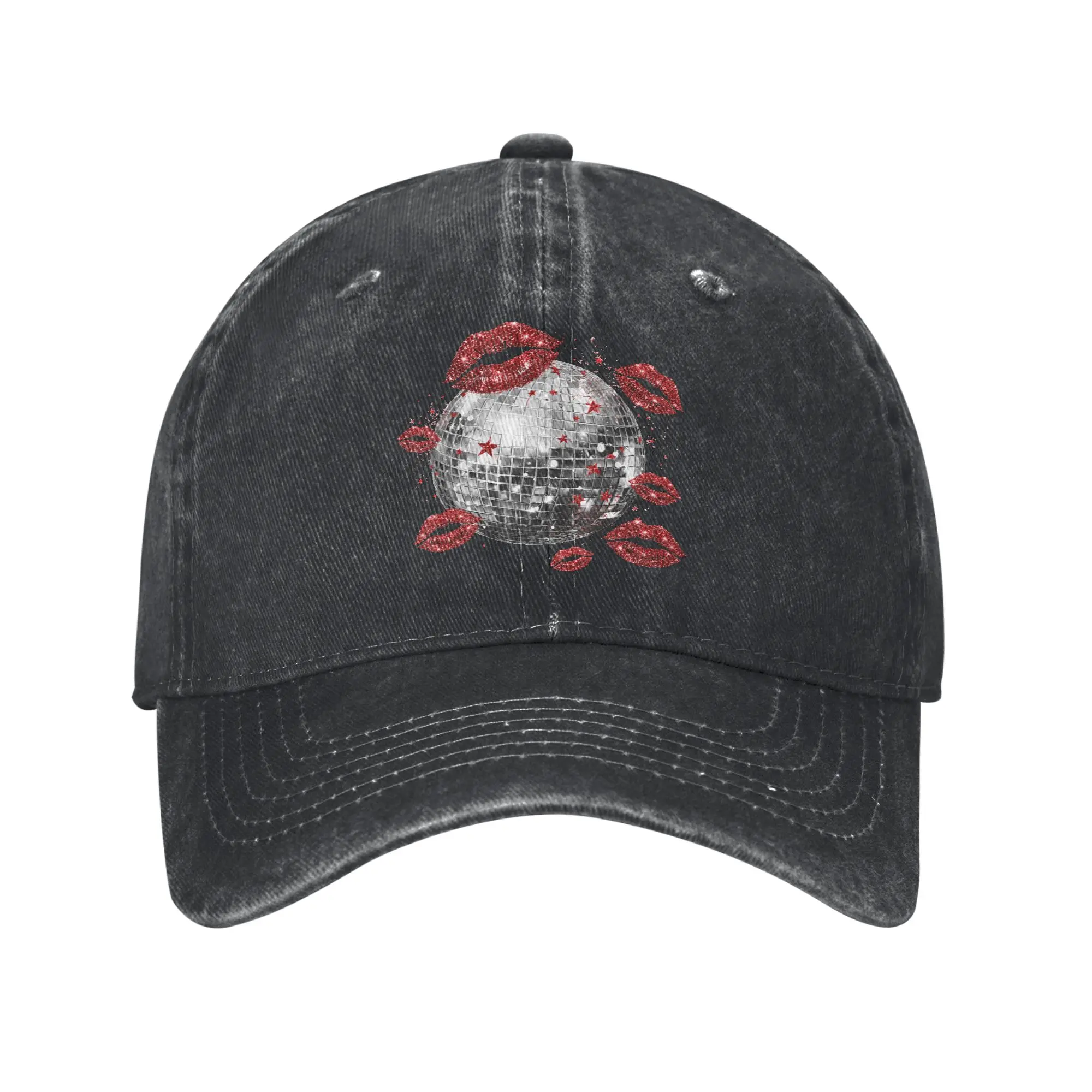 Disco Ball Kissing Lips Funny Party Casual Baseball Cap  Tennis Skate Trucker Hat Summer Wholesale Couple Women Baseball Caps