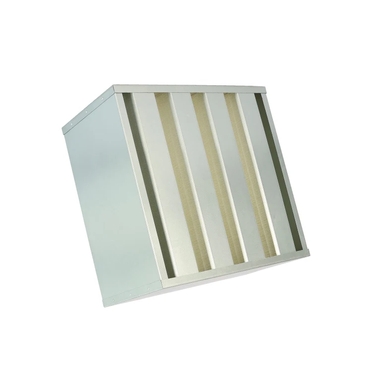 V Bank High Efficiency H13/H14 HEPA Air Purifier New Industrial Farm Applicable Panel Box Filter With Medium Grade Media Flange