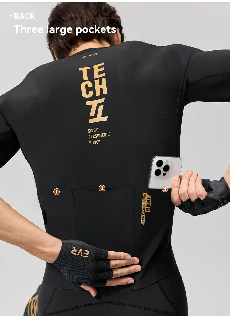 EVR Pro Sommer Herren-Radtrikot Kurzarm Schnelltrocknend Atmungsaktiv Durchgehender Reißverschluss Rennrad-Oberteil Hochelastisches Radtrikot – Detail 9