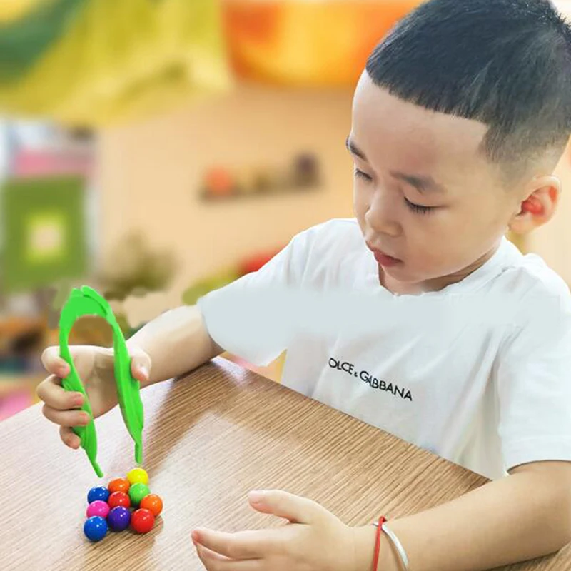 Kinder Feinmotorik Lernen Zählen Regenbogen Pompons Sortierung Spiele Montessori Frühe Bildung Spielzeug mit Pinzette Für Kinder – Detail 3