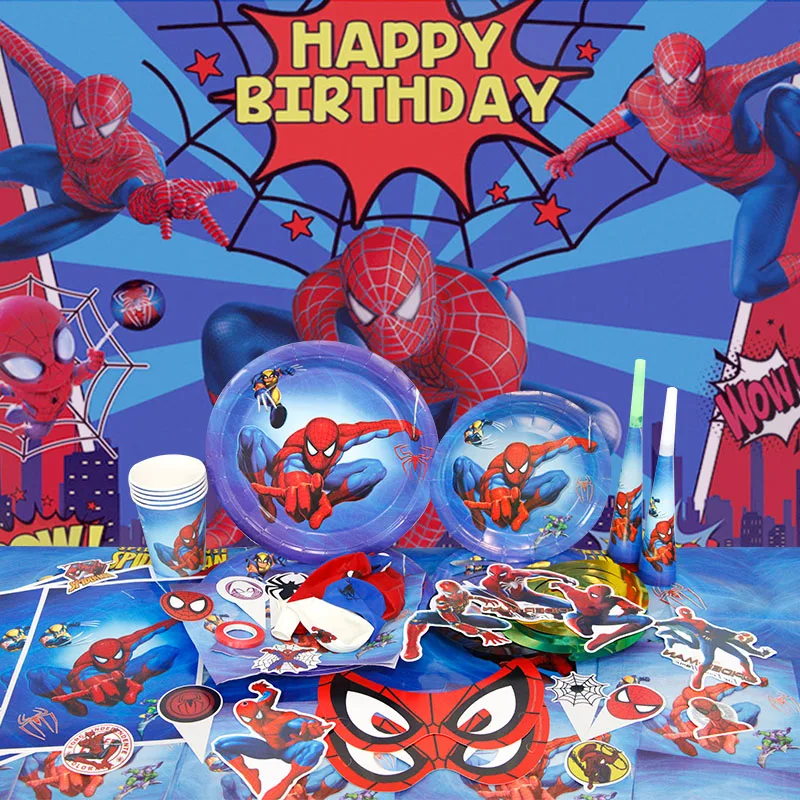 SpiderMan Geburtstagsparty-Dekoration Anpassbares Geburtstags-Set Neues Muster Luftballons Latex-Ballon Hintergrund Event-Zubehör Banner – Detail 4