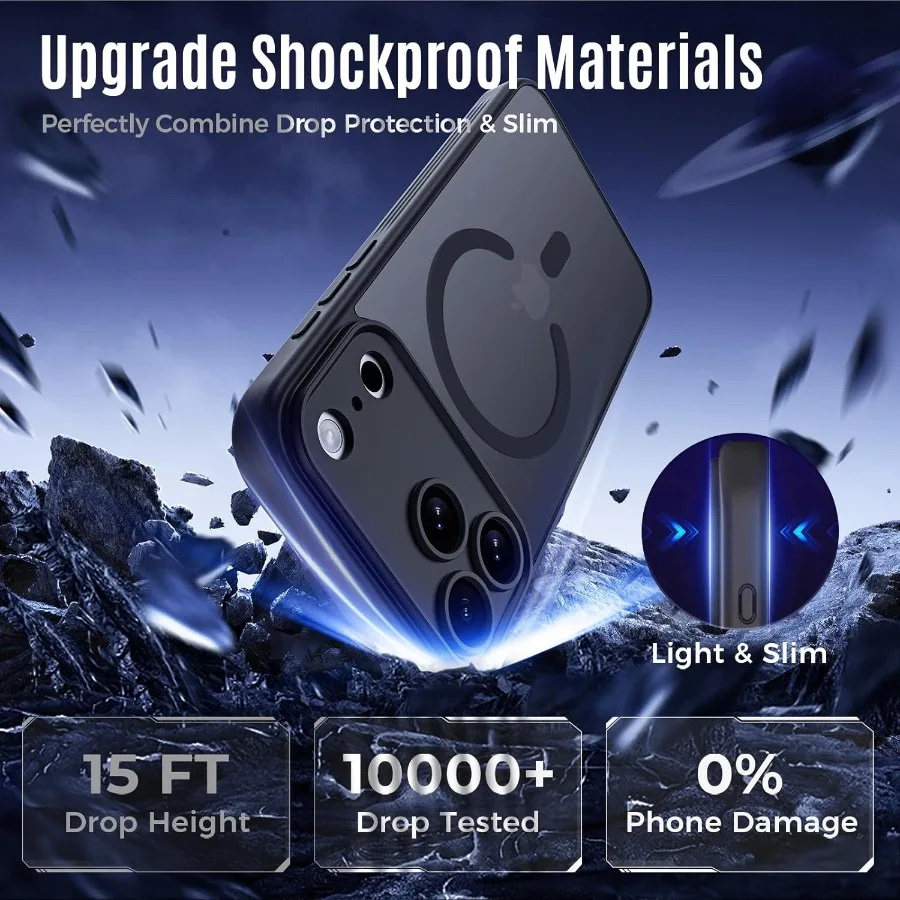 مصممة لهاتف iPhone 17 Pro Max متوافقة مع حماية الكاميرا المحسنة من MagSafe وحماية من السقوط العسكري بطول 15 قدمًا #4