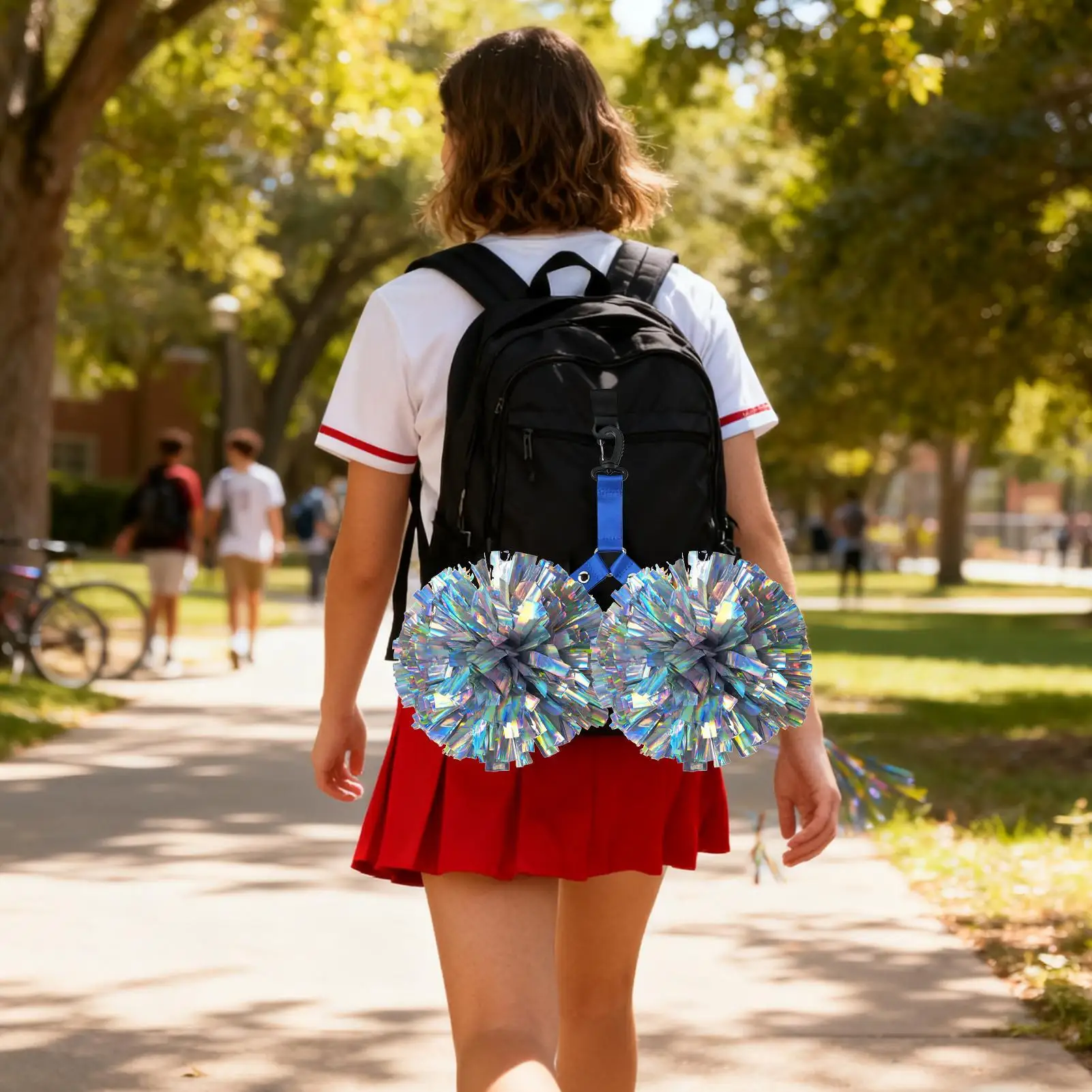 Cheerleading Pom Holder Organizer With Button With Button Pom Backpack Holder For Girls Cheerleading Competition Game Sports