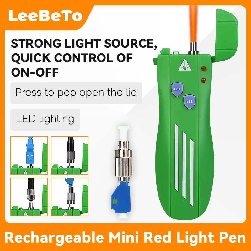 COMPTYCO Rechargeablble Mini VFL Fiber Optic Cable Tester Visual Fault Locator Fiber Fault Identifier 10/30/50MW(Optional)